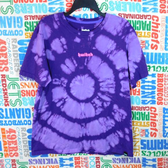 Twitch Tie Dye T Shirt Size L Purple Pink Logo Streamer Streaming - Picture 1 of 5